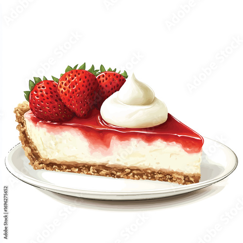 Delicious Slice of Strawberry Cheesecake with Whipped Cream on a Plate (1)