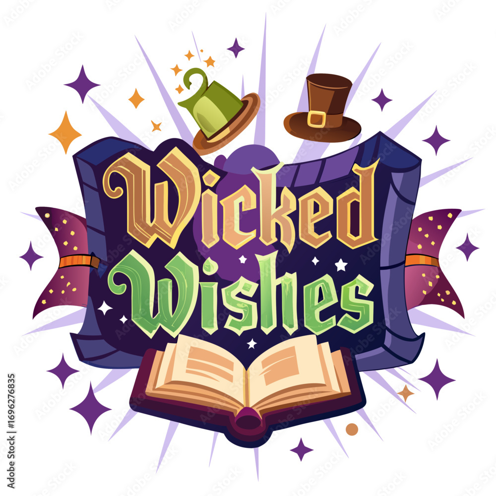 Fototapeta premium Wicked Wishes Magic Spellbook and Hats