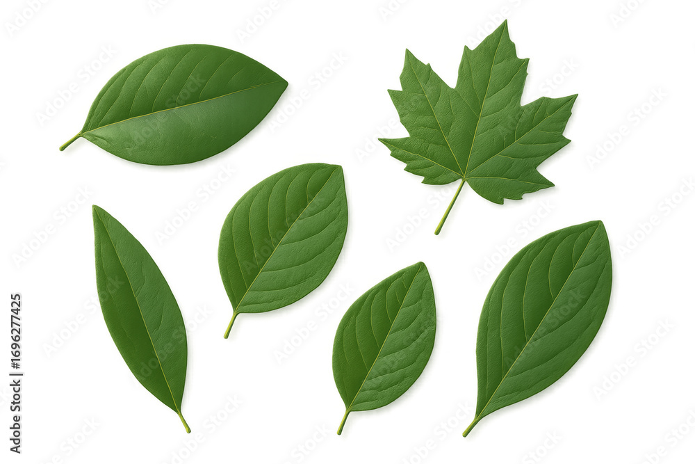 Obraz premium Green leaves collection isolated on transparent background