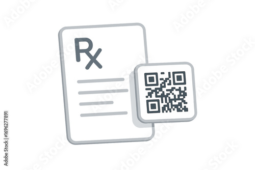 Qr code prescription document on metallic background with soft glow effect