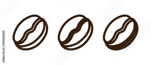 three coffee bean icons without background