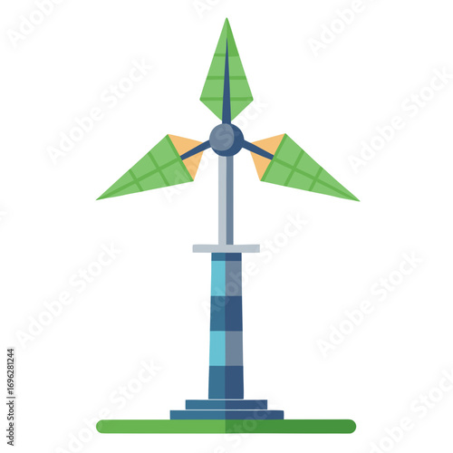 Green Energy Wind Turbine Illustration