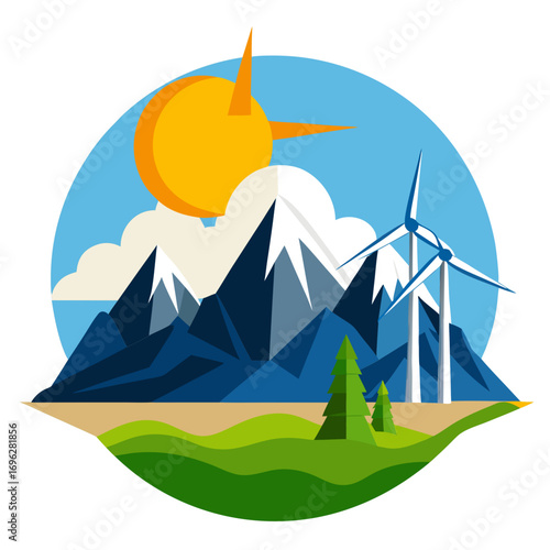 Sustainable Energy Landscape with Wind Turbines