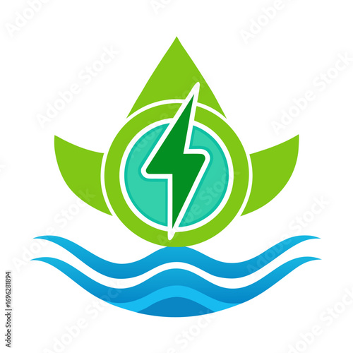 Green Energy and Water Power Symbol
