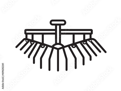 Agricultural crop row cultivator tool with precision vector illustration