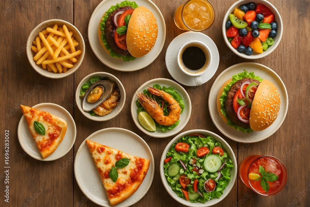 custom made wallpaper toronto digitalGourmet Food Feast: Burgers, Pizza, Shrimp, Salad, and More
