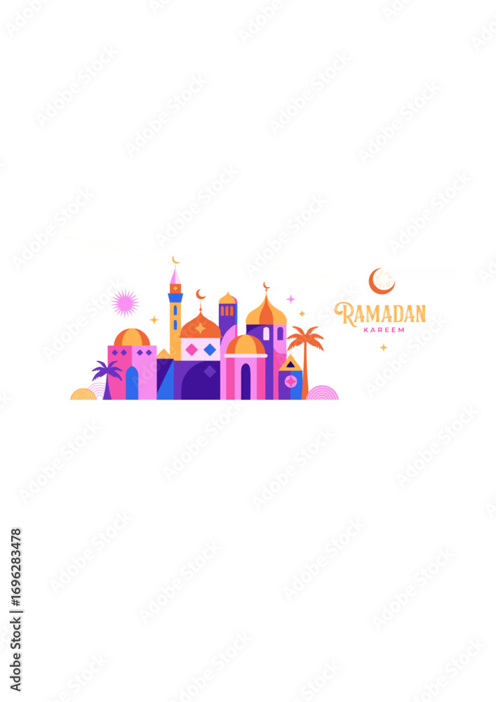 Fototapeta premium Geometric style colorful islamic ramadan kareem.ai