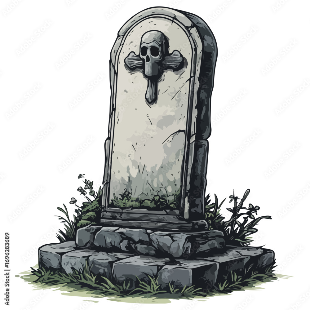 Fototapeta premium tombstone, halloween, festival, vector, transparent background, icon, pattern, celebration, decoration, monument, statue, sculpture, old, isolated