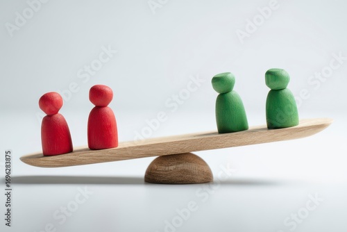 Wooden seesaw with red and green figurines (1)
