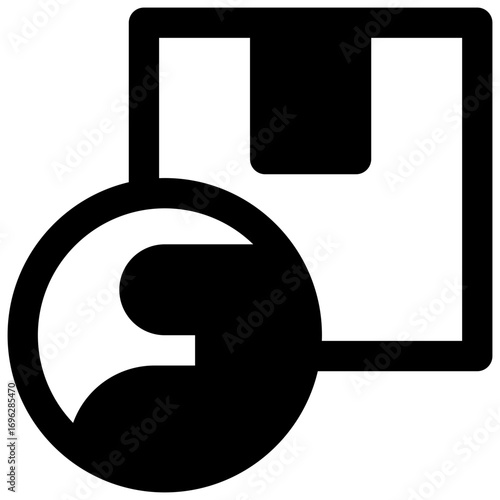 Global logistics. Outlined stroke vector icon with black-filled details.