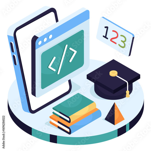 Modern design illustration of coding education