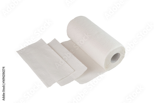 a roll of paper towels on an isolated background