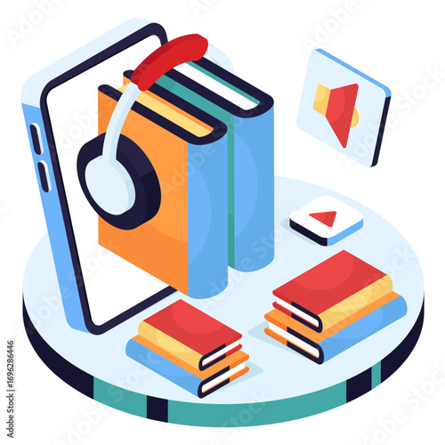 Creative design illustration of audio course