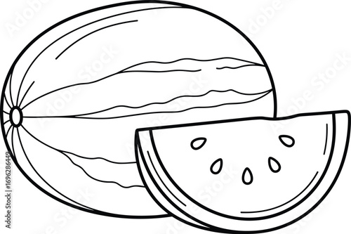 Minimal Watermelon Line Art Icon 