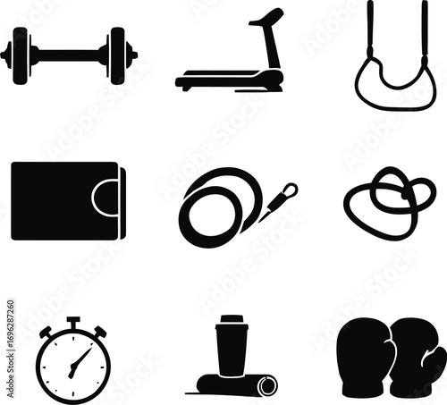 Fitness gym equipment vector illustration for workout training and healthy lifestyle concept design 100