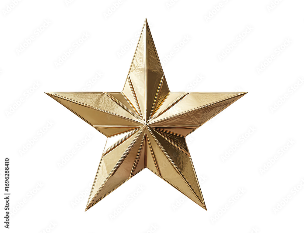 Obraz premium Shiny golden star isolated on transparent background for festive decoration use