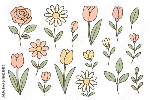 Colourful Hand-Drawn Flower Doodle 1