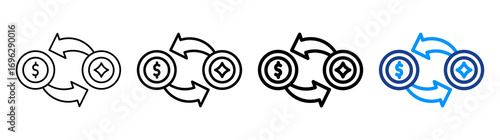 Token Exchange Icon Different Style Outline Collection Set