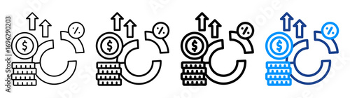 Profit Margin Icon Different Style Outline Collection Set