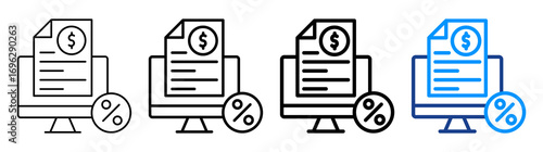 Online Tax Icon Different Style Outline Collection Set
