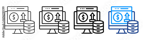 Data Monetization Icon Different Style Outline Collection Set