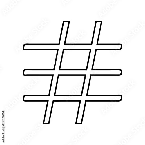 Illustration of a simple hashtag symbol, commonly used on social media platforms for tagging and categorizing content