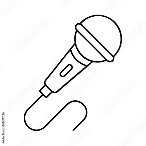 Vector art of microphone outline for karaoke night, podcast, or public speaking event, a simple and elegant design for your project