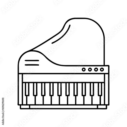 Vector art of grand piano icon musical instrument outline vector illustration music studio, concert, or lesson concept