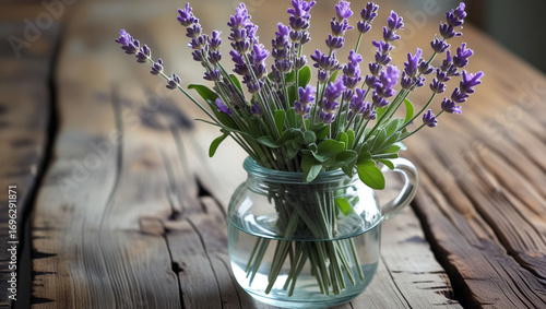 Wallpaper Mural Lavender flowers in glass vase on wood table still life floral arrangement purple blossom aromatic plant fresh Torontodigital.ca