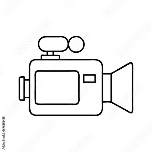 Vector art of retro video camera icon oldfashioned film camera outline vector illustration vintage movie camera line art