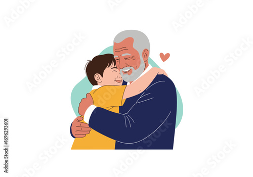 A heartwarming embrace between a loving grandfather and his cherished grandson sharing a tender moment of connection and affection