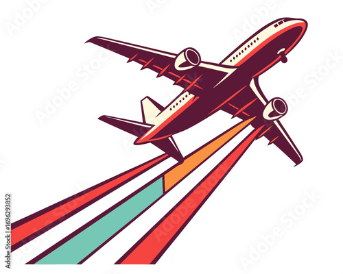 Airplane takeoff silhouette vector