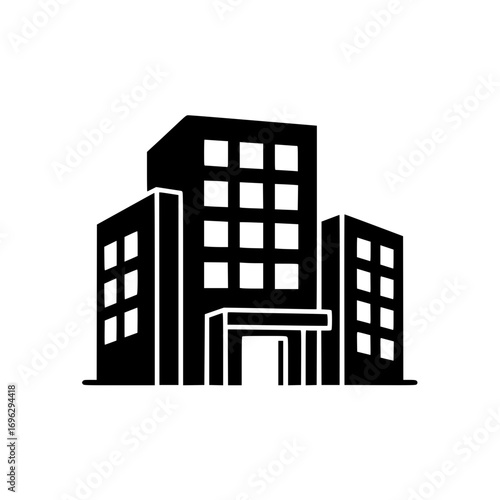 City building vector icon representing urban architecture, office tower, and real estate property