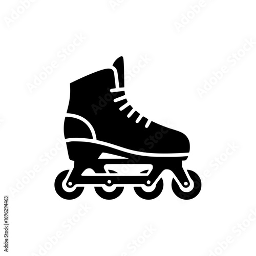 Roller skate shoe with wheels vector icon symbolizing fun activity, recreation, and sports lifestyle