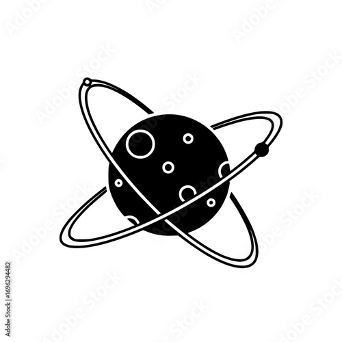 Detailed atom vector illustration symbolizing scientific research, physics, chemistry, and molecular energy