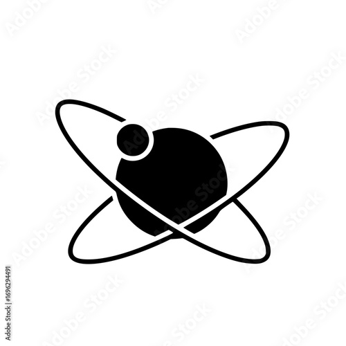 Planet with orbital path vector icon symbolizing astronomy, space exploration, and scientific research