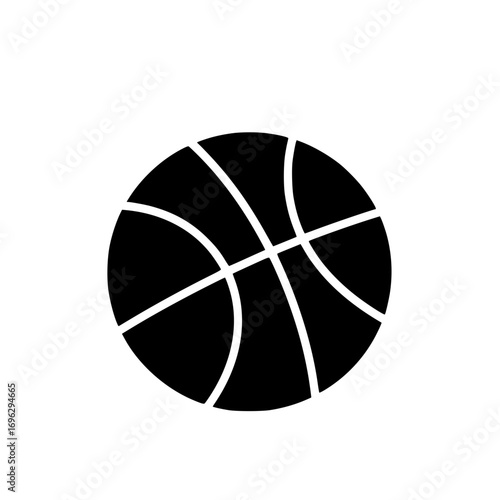 Solid basketball icon vector illustration representing sports, athletics, competition, and recreational activity