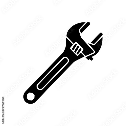 Adjustable wrench tool icon vector illustration representing mechanical work, repair, and maintenance tasks