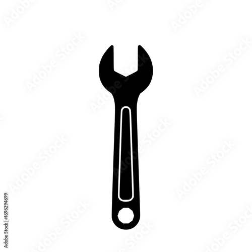 Wrench tool vector icon symbolizing repair, maintenance, and mechanical engineering in a simple