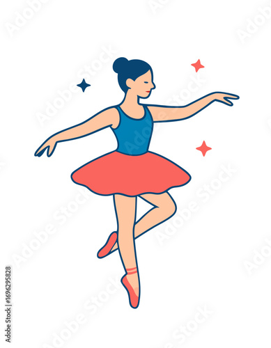 The elegant performance of a classical ballet dancer in a vibrant tutu