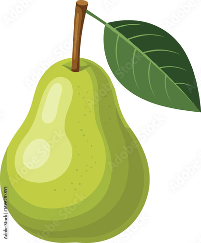 Fresh Green Pear Vector Illustration