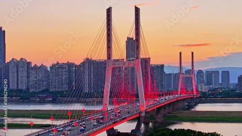 sunset over the bridge