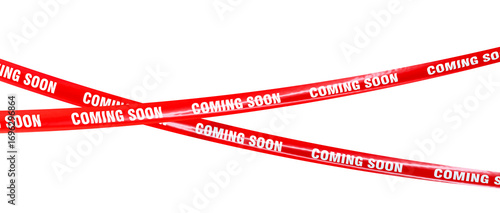 Canvastavla Red ribbons 3d coming soon transparent background