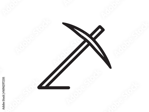 Modern Line Art Cultivating Hoe Icon for Agriculture Tools