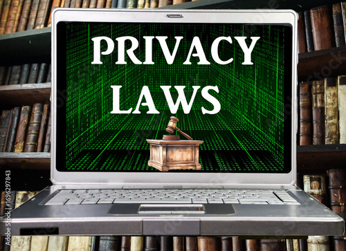 laptop with a words privacy laws