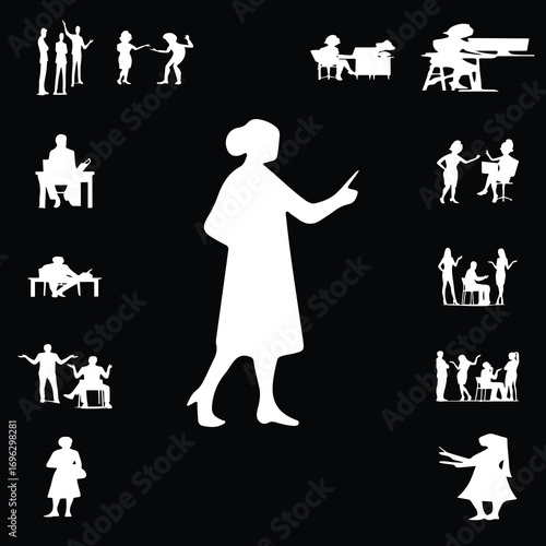 Teacher and Student Silhouettes Illustrating Education Communication Classroom Discussions and the Role of Mentorship in Celebrating World Teachers Day