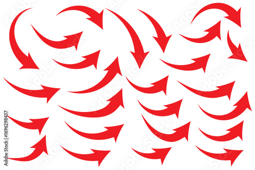 flat style curved arrow icon collection isolated different kinds arrow symbol indicator