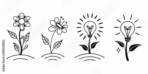 Creative Ideas Growing Like Flowers and Lightbulbs.