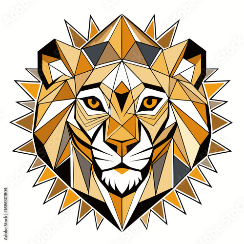 Abstract Geometric Lion Head Vector Art
