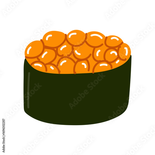 Sushi with red caviar on a white background. Japanese cuisine.